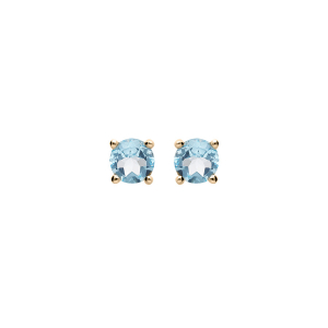 BOUCLES D'OREILLES TIGE PLAQUÉ OR PIERRE VÉRITABLE TOPAZE BLEU 4MM