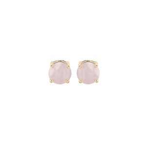 BOUCLES D'OREILLES TIGE PLAQUÉ OR PIERRE VÉRITABLE QUARTZ ROSE 4MM
