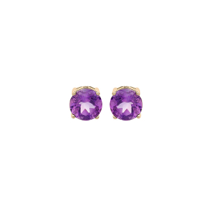 BOUCLES D'OREILLES TIGE PLAQUÉ OR PIERRE VÉRITABLE AMÉTHYSTE 4MM