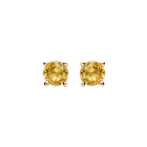 BOUCLES D'OREILLES TIGE PLAQUÉ OR PIERRE VÉRITABLE CITRINE 4MM