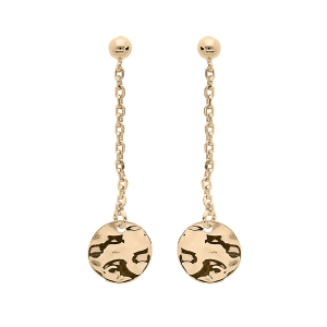 BOUCLES D'OREILLES TIGE PLAQUÉ OR PENDANTE PASTILLES MARTELÉES