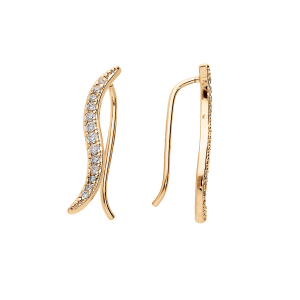 BOUCLES D'OREILLES PLAQUÉ OR POINTE AVEC OXYDES BLANCS SERTIS