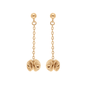 BOUCLES D'OREILLES TIGE PLAQUÉ OR PENDANTE BOULE