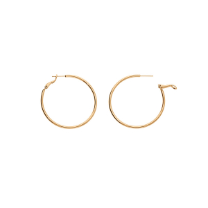 CRÉOLES PLAQUÉ OR LISSE TUBE 2MM DIAM 45MM TIGE ET CLAPET