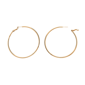 CRÉOLES PLAQUÉ OR LISSE TUBE 2MM DIAM 65MM TIGE ET CLAPET