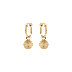 BOUCLES D'OREILLES PLAQUÉ OR CRÉOLES 12MM AVEC PASTILLE DIAMANTÉ