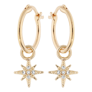 BOUCLES D'OREILLES TIGE PLAQUÉ OR CRÉOLES 12MM AVEC ETOILE