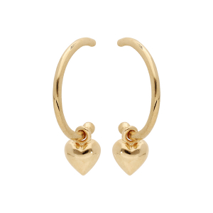 BOUCLES D'OREILLES TIGE PLAQUÉ OR DEMI CREOLES PAMPILLE COEUR