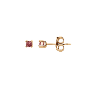 BOUCLES D'OREILLES TIGE PLAQUÉ OR PIERRE VÉRITABLE GRENAT 2.5MM