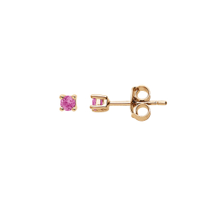 BOUCLES D'OREILLES TIGE PLAQUÉ OR PIERRE VÉRITABLE TOURMALINE ROSE 2.5MM