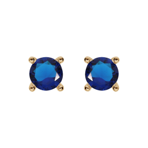 BOUCLES D'OREILLES TIGE SOLITAIRE PLAQUÉ OR CLOU 4MM OXYDE BLEU FONCÉ 4 GRIFFES