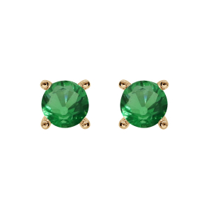 BOUCLES D'OREILLES TIGE SOLITAIRE PLAQUÉ OR CLOU 4MM OXYDE VERT 4 GRIFFES