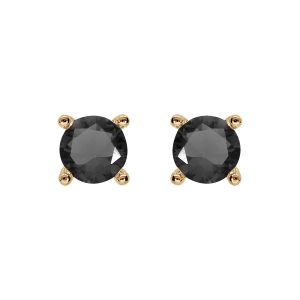 BOUCLES D'OREILLES TIGE SOLITAIRE PLAQUÉ OR CLOU 4MM OXYDE NOIR  4 GRIFFES