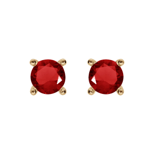 BOUCLES D'OREILLES TIGE SOLITAIRE PLAQUÉ OR CLOU 4MM OXYDE ROUGE  4 GRIFFES