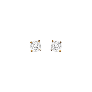 BOUCLES D'OREILLES TIGE SOLITAIRE PLAQUÉ OR OXYDE BLANC SERTI 4 GRIFFES 5MM