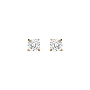 BOUCLES D'OREILLES TIGE SOLITAIRE PLAQUÉ OR OXYDE BLANC SERTI 4 GRIIFES 6MM