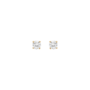 BOUCLES D'OREILLES TIGE SOLITAIRE PLAQUÉ OR OXYDE BLANC SERTI 4 GRIIFES 6MM
