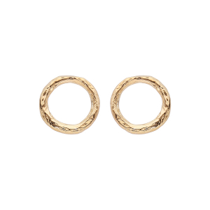 BOUCLES D'OREILLES TIGE PLAQUÉ OR CERCLE MARTELÉ 8MM