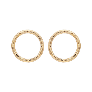 BOUCLES D'OREILLES TIGE PLAQUÉ OR CERCLE MARTELÉ 12MM
