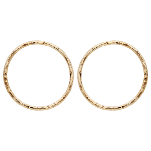 BOUCLES D'OREILLES TIGE PLAQUÉ OR CERCLE MARTELÉ 25MM