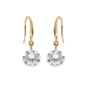 BOUCLES D'OREILLES PLAQUÉ OR CROCHET OXYDE BLANC FACETÉ
