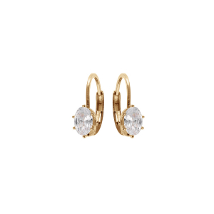 BOUCLES D'OREILLES DORMEUSE PLAQUÉ OR OXYDE BLANC SERTI