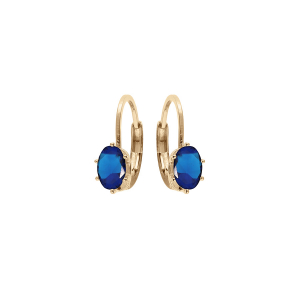 BOUCLES D'OREILLES DORMEUSE PLAQUÉ OR OXYDE BLEU FONCÉ  SERTI