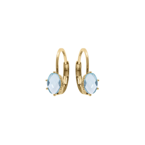 BOUCLES D'OREILLES DORMEUSE PLAQUÉ OR OXYDE BLEU CIEL  SERTI