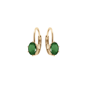 BOUCLES D'OREILLES DORMEUSE PLAQUÉ OR OXYDE VERT SERTI