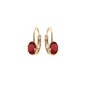 BOUCLES D'OREILLES DORMEUSE PLAQUÉ OR OXYDE ROUGE SERTI
