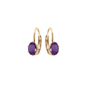 BOUCLES D'OREILLES DORMEUSE PLAQUÉ OR OXYDE VIOLET SERTI