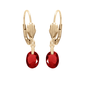 BOUCLES D'OREILLES DORMEUSE PLAQUÉ OR GOUTTE OXYDE FACETÉ GRENAT FONCÉ