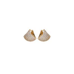 BOUCLES D'OREILLES PLAQUÉ OR ARTICULÉE PAVÉ OXYDES BLANCS SERTIS