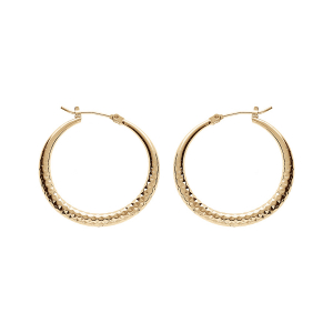 CRÉOLES PLAQUÉ OR RONDE EN CHUTE MARTELEE 30MM