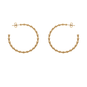 CREOLES TIGE PLAQUÉ OR RONDE TUBE FANTAISE STYLE BAMBOU 40MM