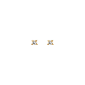 BOUCLES D'OREILLES TIGE PLAQUÉ OR PETIT MODELE DIAM 2 MM CLOU 4 GRIFFES PIERRE SYNTHETIQUE BLANCHE