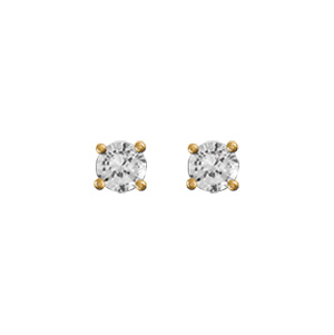 BOUCLES D'OREILLES TIGE PLAQUÉ OR CLOU 4 GRIFFES  OXYDE DIAM 4MM