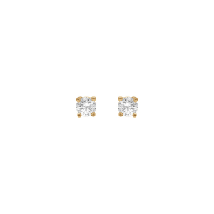 BOUCLES D'OREILLES TIGE PLAQUÉ OR CLOU 4 GRIFFES  OXYDE DIAM 4MM