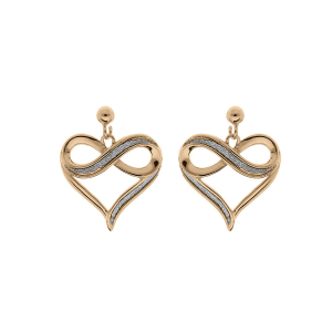 BOUCLES D'OREILLES TIGE PLAQUÉ OR COEUR AVEC INFINI GLITTER BLANC