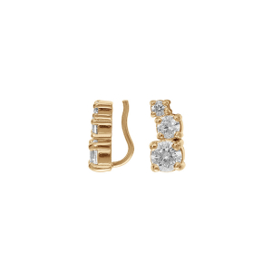 BOUCLES D'OREILLES PLAQUÉ OR CHEMIN D'OREILLE 3 OXYDES BLANCS
