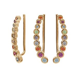 BOUCLES D'OREILLES PLAQUÉ OR CHEMIN D'OREILLE OXYDES MULTI COULEURS