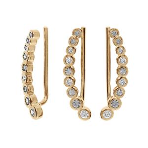 BOUCLES D'OREILLES PLAQUÉ OR CHEMIN D'OREILLE OXYDES BLANCS