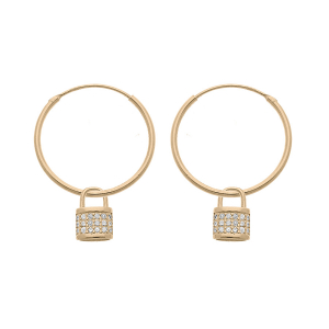 CREOLES PLAQUÉ OR PAMPILLE CADENAS OXYDES BLANCS SERTIS