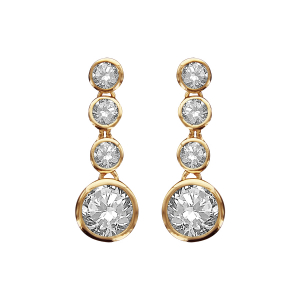 BOUCLES D'OREILLES PLAQUÉ OR TIGE 4 PIERRES RONDES SYNTHETIQUE DEGRADEES