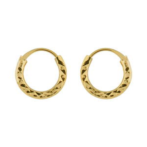 BOUCLES D'OREILLES CREOLE PLAQUÉ OR 15MM STRIEE