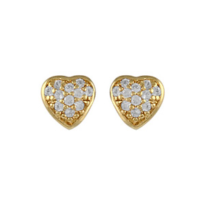 BOUCLES D'OREILLES TIGE PLAQUÉ OR FORME COEUR PIERRES BLANCHES SYNTHETIQUE