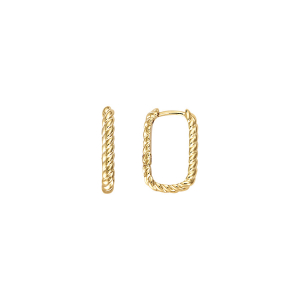 BOUCLES D'OREILLES TIGE PLAQUÉ OR RECTANGULAIRE TORSADÉE