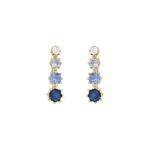 BOUCLES D'OREILLES TIGE PLAQUÉ OR PENDANTE DEGRADÉ OXYDES BLEU