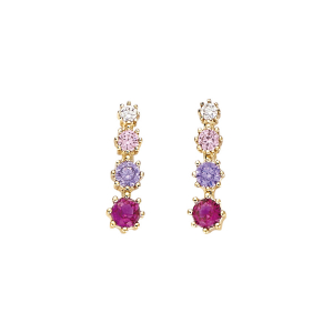 BOUCLES D'OREILLES TIGE PLAQUÉ OR PENDANTE OXYDES DEGRADÉS ROSES