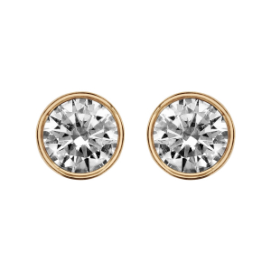 BOUCLES D'OREILLES TIGE PLAQUÉ OR RONDE SERTI CLOS 7MM PIERRE SYNTHETIQUE BLANCHE